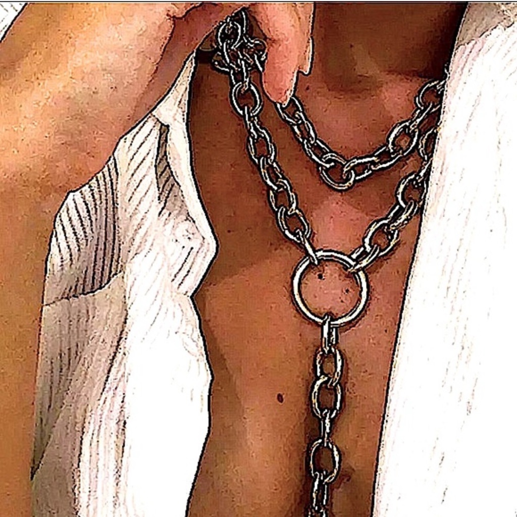 Silver Chunky Chain Link O Statement Punk Necklace